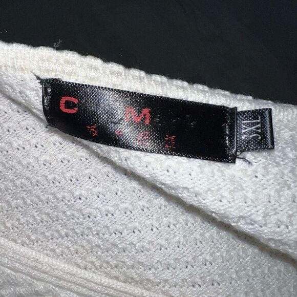 CM White Waffle Texture Long Sleeve Pullover Top White with Knit Tigers Women’s - Picture 5 of 10